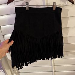 High Waisted Western Fringe Skirt