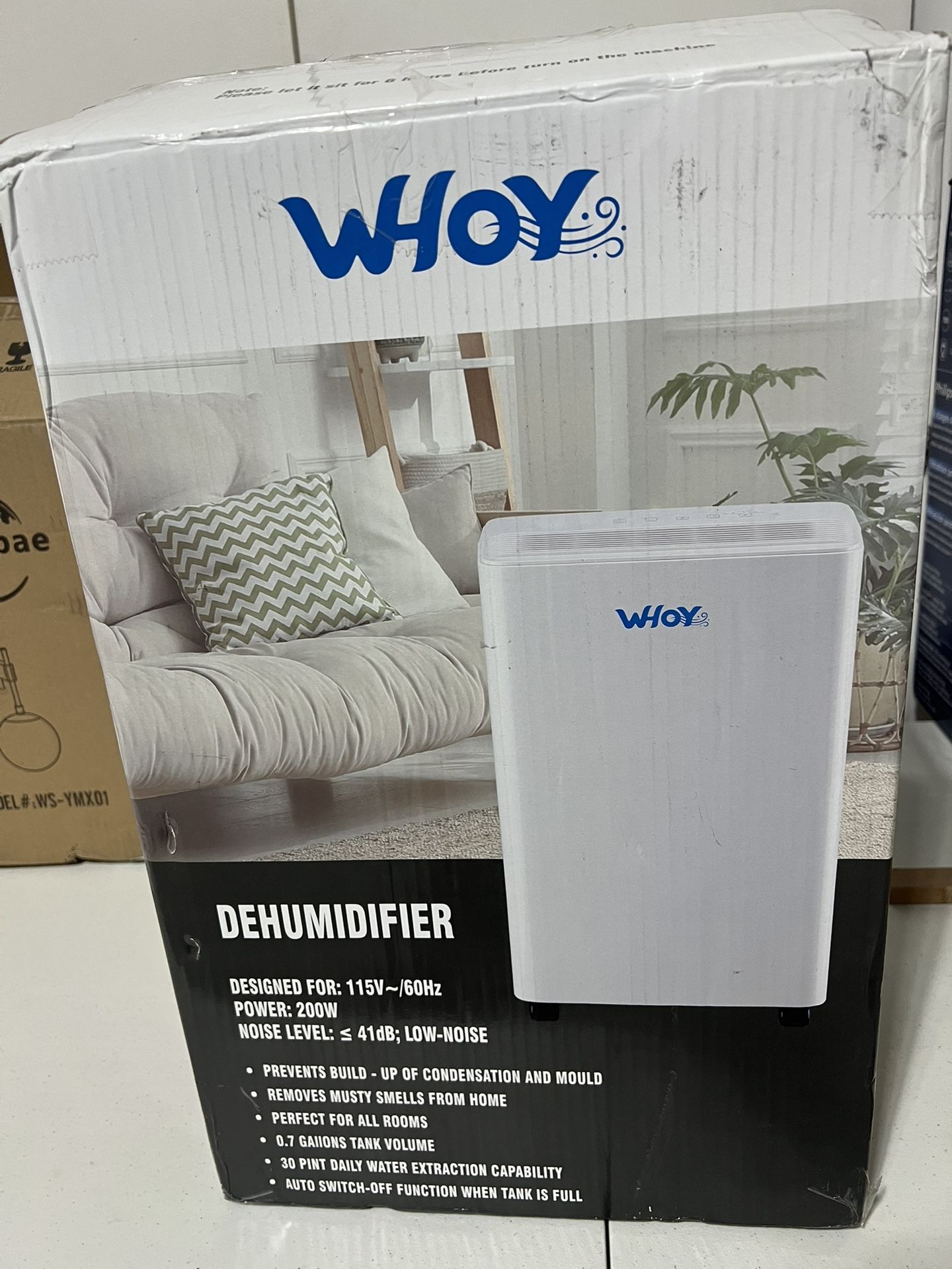 New Smart New in box Dehumidifier 2000 Sq. Ft., 30 Pints, Max 50 Pints 1.6L Tank, App-Controlled, With 4.9 ft Drain Hose Low noise, for Living room,