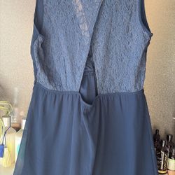 Navy Blue Dress With Lace Back