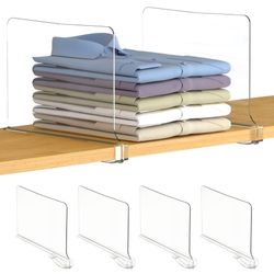 Utopia Home 4 Pack Acrylic Shelf Dividers for Closet Organization - Closets Shelf and Closet Separator for Storage and Organization - No Installation 