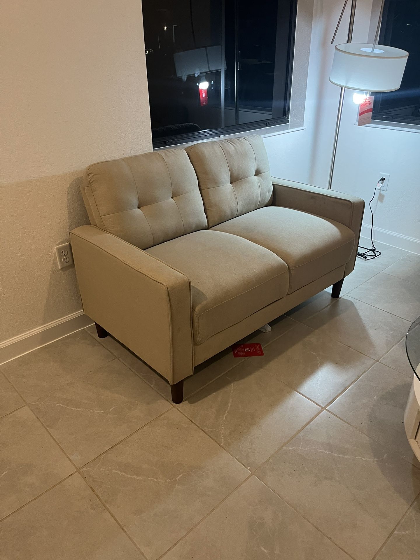 BEIGE LOVESEAT π Fabric - Sofa Available