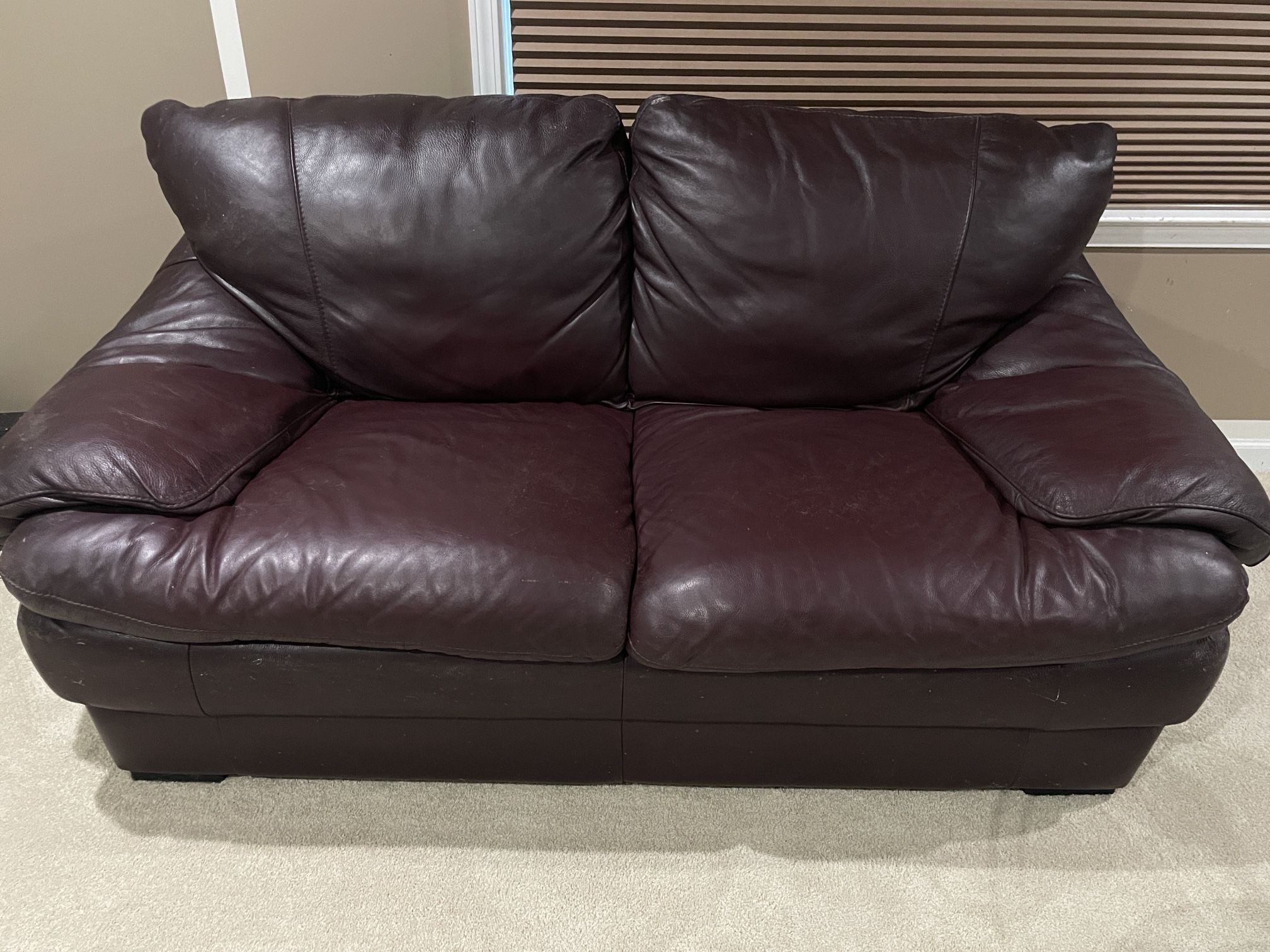 2 Italian Leather Sofas (Natuzzi) + Center Glass table