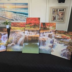 Creative Arts Extra Large Canvas Print Five Panels Dream Like Waterfall Painting Wall Art Print Canvas High Definition 79x40 