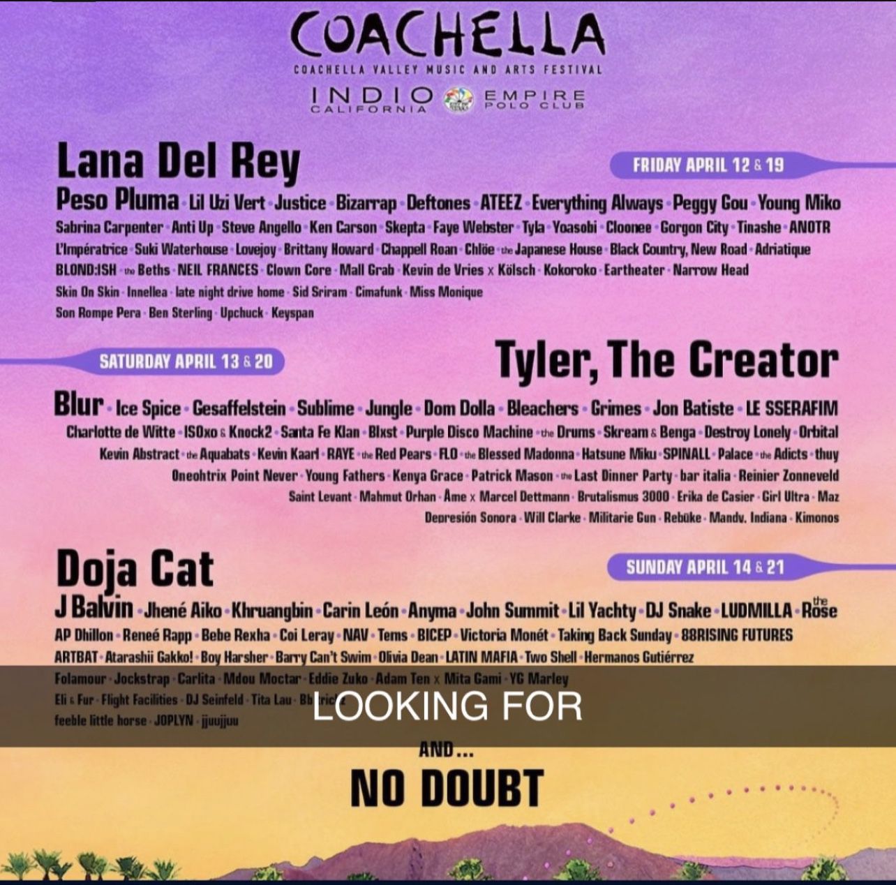 Looking For Coachella Weekend 2 (Sunday) 