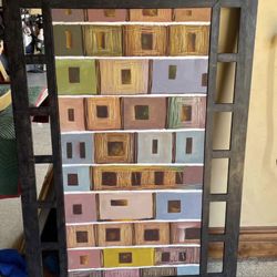 art canvas painting with metal hand painted frame 5 ft x 38 inches oil paint with iron detail Beautiful statement piece Home Staging