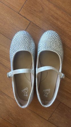 White with silver rhinestone shoes