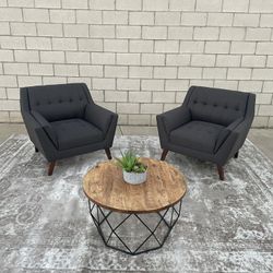 *Free Delivery* Mid Century Modern Gray Accent Chair Set