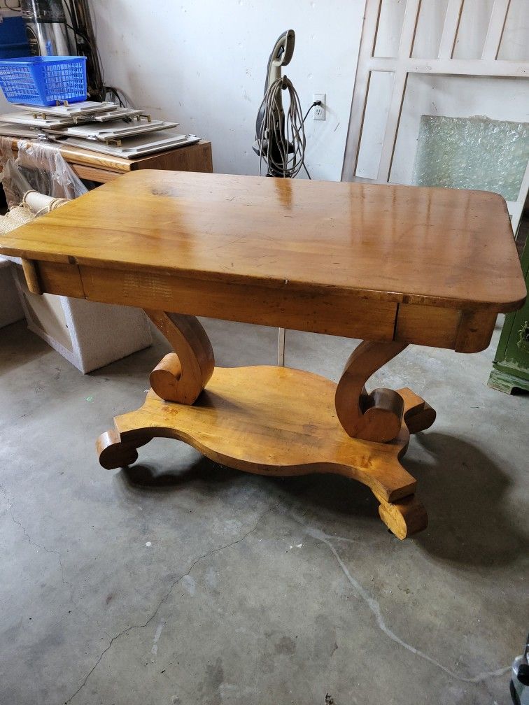 Antique Table With 1 Drawer Sz 26"×42"×29 Tall. Read Description