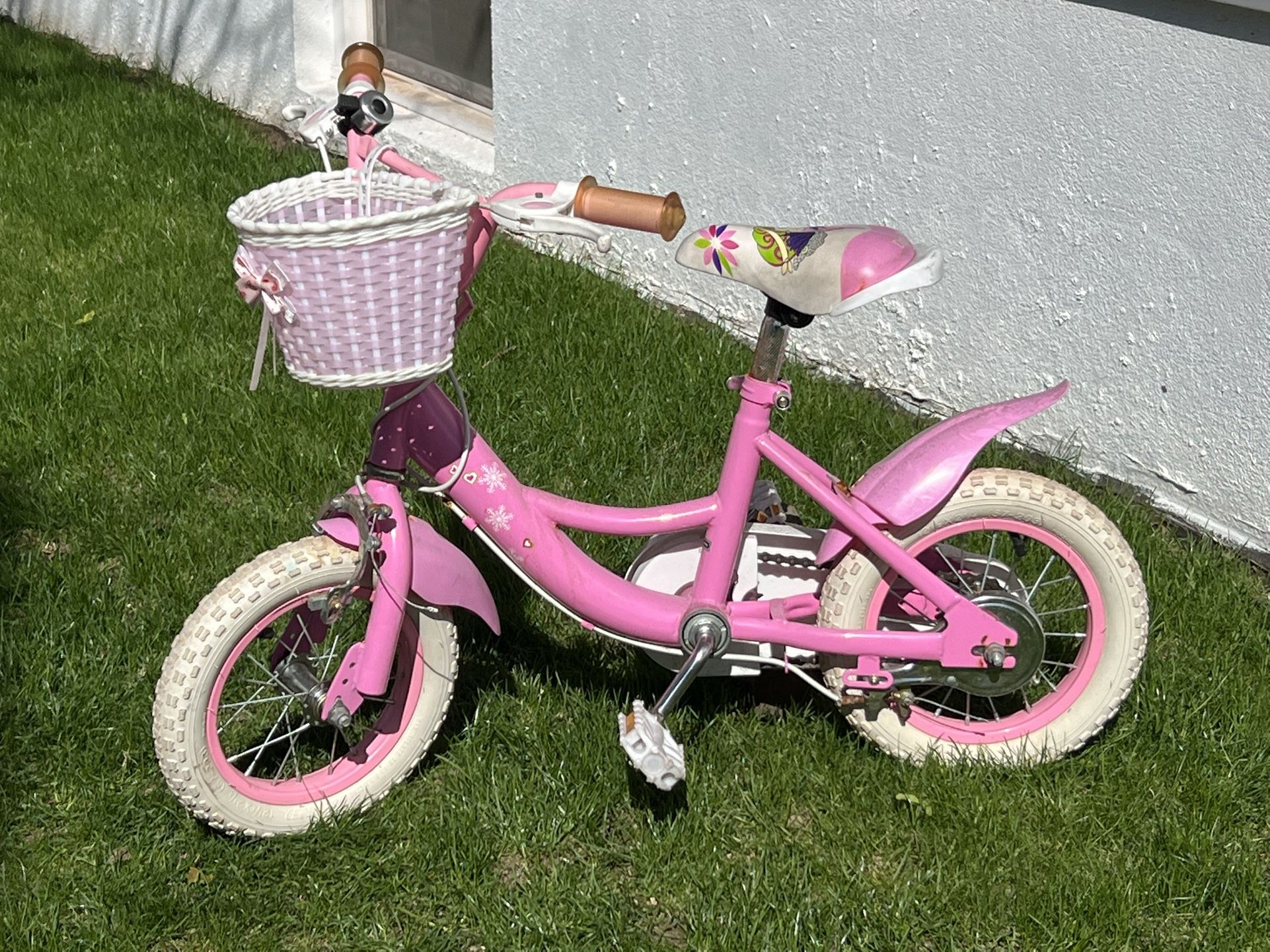 Dripex Girls Bike with Basket 12.5” Kids Bike (Front And Back Hand Breaks)