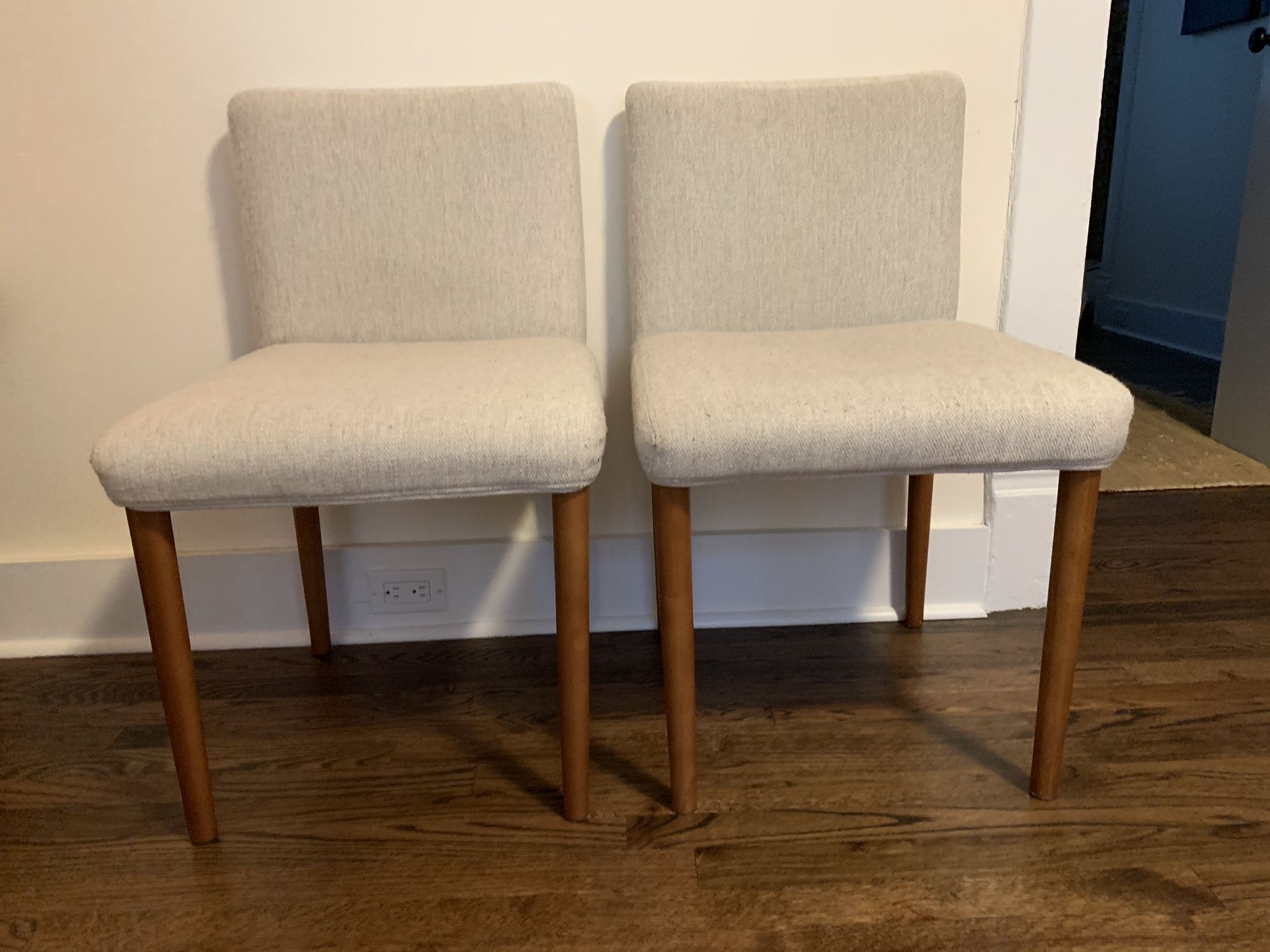 Two West Elm Upholstered Dining Room Chairs