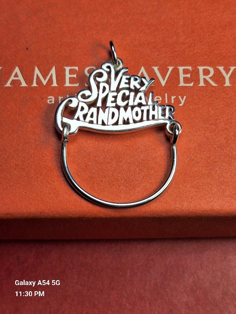 RETIRED James Avery ' Very Special Grandmother ' Charm Holder Pendant