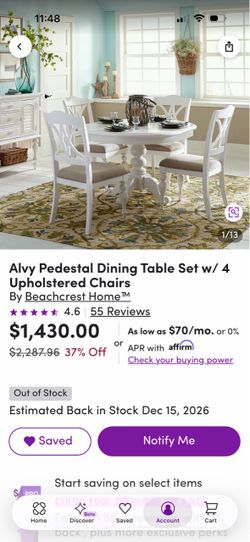 Pedestal Table & 4 Chairs