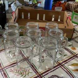 8 Jar, Pint, Glass, With Handles  
