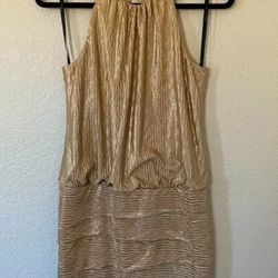 NWT $295 Laundry by Shelli Segal Women's Size 2 Gold Embellished Cocktail Dress