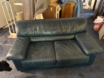 Comfortable Blue Loveseat (Leather?)