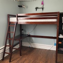 Loft Bed with Desk + Mattress (twin) 