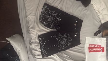 Black Spiderweb Rhinestone Denim Jeans