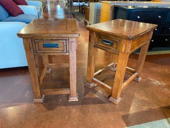 Mission Style End Tables with Single Drawer (Set of 2)