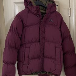 (MSRP $185) Size M - Nike Jordan Puffer Jacket Red Maroon Cherrywood DQ7348-680