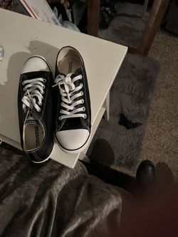 Black Leather Dainty Converse 