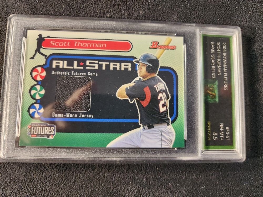2004 Bowman Futures Game Gear Jersey Relics Baseball Card #ST Scott Thorman EJE NM-MT+ 8.5