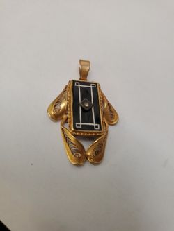 Vintage Real Gold Onyx/diamond Pendant, 3.5g