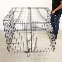 $43 (New) Foldable 36” tall x 24” wide x 8-panel pet playpen dog crate metal fence exercise cage 