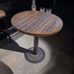 Vintage Pub Bar Table Solid Heavy Iron Base 