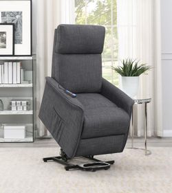 Power Lift Massage Heat Recliner in Grey Charcoal Fabric