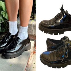 PENDING NIB White Mountain Patent Leather Black Oxfords / Loafers Women’s Size 8