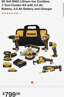 DeWALT 7 Pieces Set With 2 Batteries , Charger and a Bag