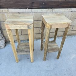 12" Natural Square Solid Wood End Table