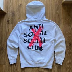 Anti social social club Men’e size Large cancelled hoodie white pink hoody new L