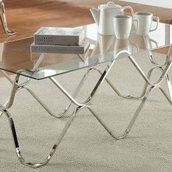 Furniture of America Mirella Contemporary Coffee Table, Chrome