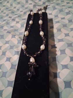 Beautiful necklace freshwater pearls and amethyst stones
