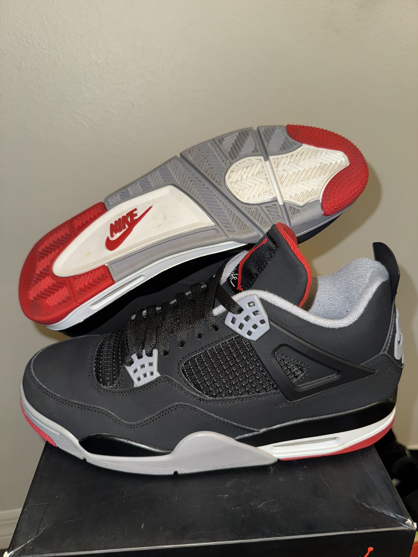 Nike Air Jordan Retro 4 BRED 2019 Authentic Mens Sneakers Shoes