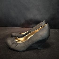 Women's Black Suede Close Tied Clog Heeled Dexter Shoes (Size 5)