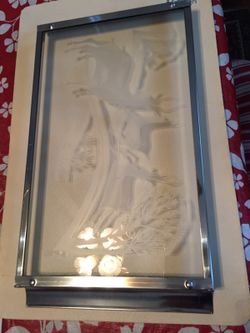Glass and Silver Vintage Tray with Deer Primt