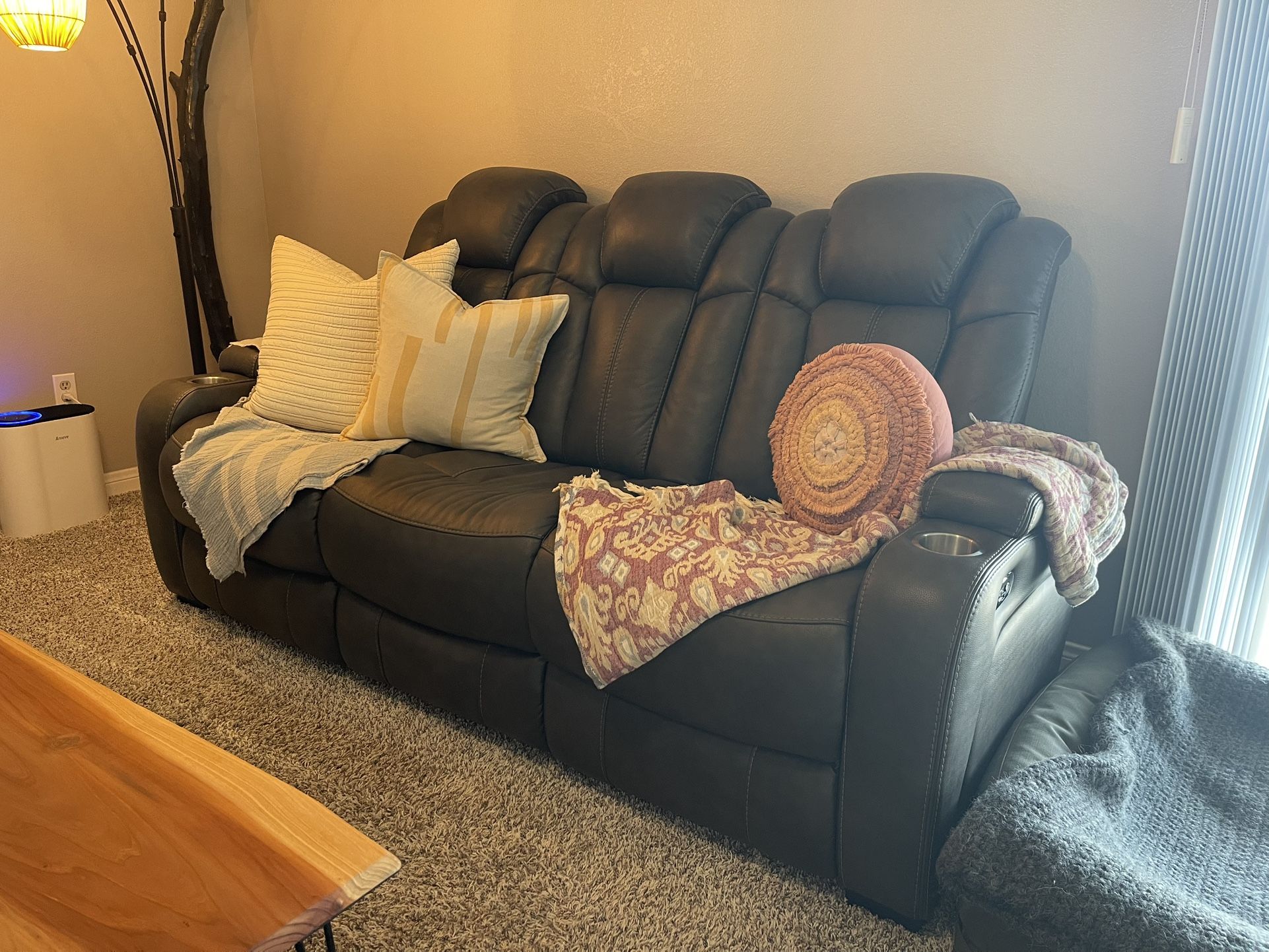 Gray leather Reclining Couch
