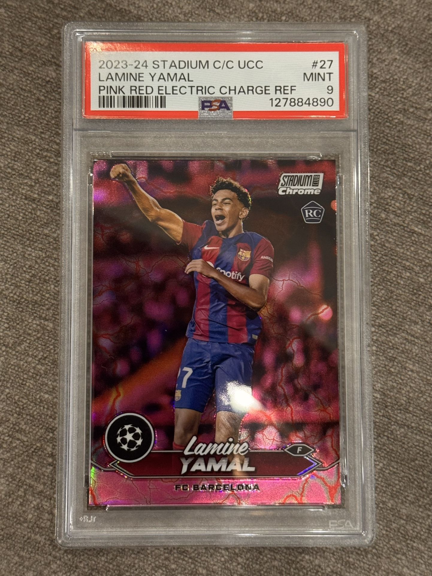 2023 Stadium Lamine Yamal Pink Red Electric Charge Refrac #27 PSA 9