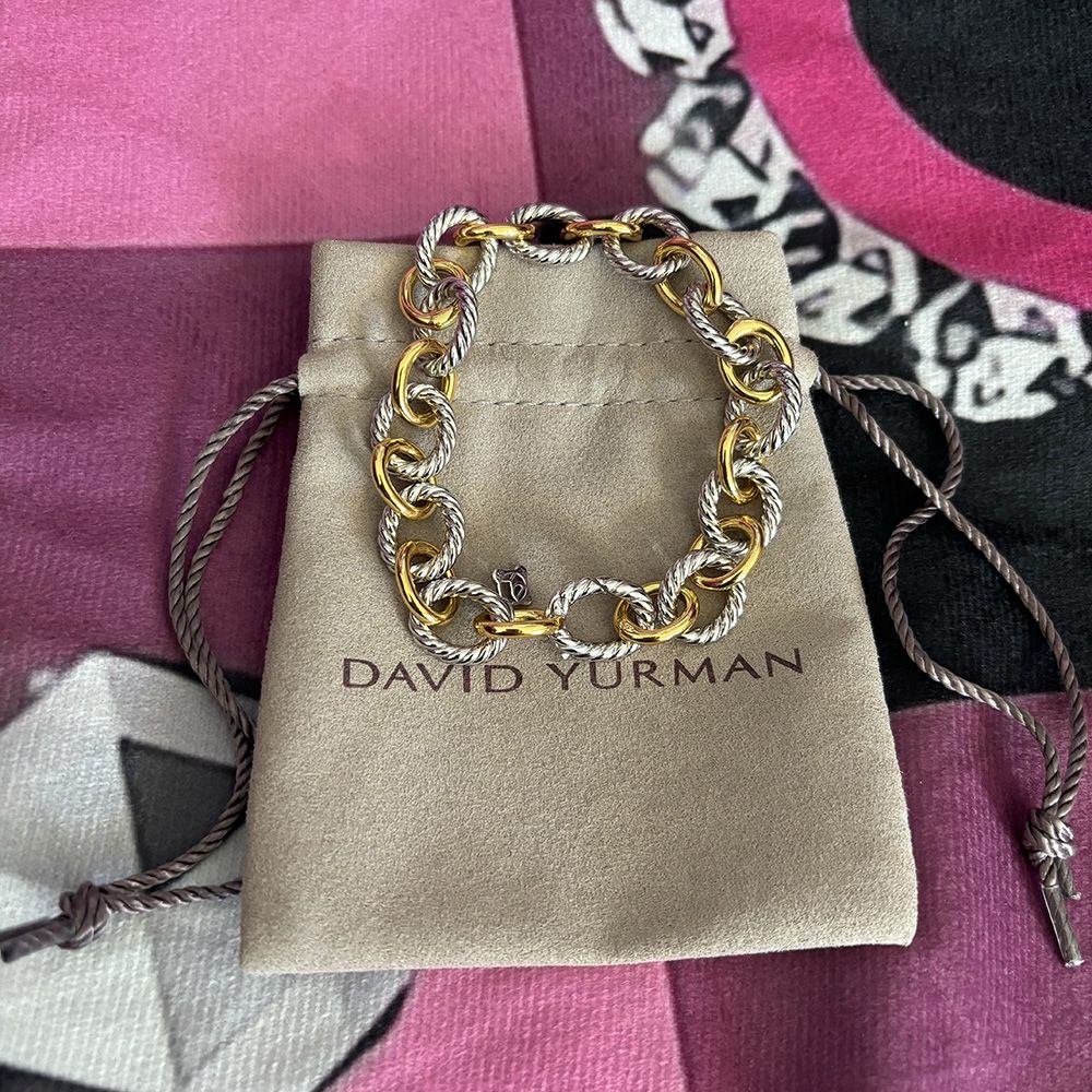 Oval Link Chain Bracelet With 18k Yellow Gold