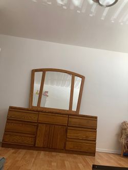 Real oak wood bed frame and dressers