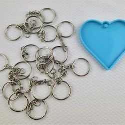 Heart Shape Silicone Mold DIY Keychain w/20 Key Rings