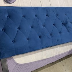Queen Blue Felt Bed Frame