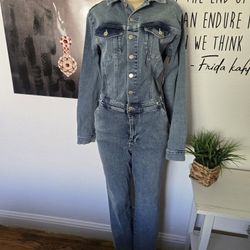 NWT Good American Denim Indigo Jumpsuit Size 4 