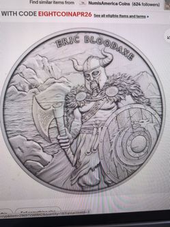 Legendary warriors 1oz silver Eric bloodaxe.