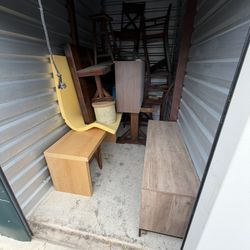 Entertainment Center/ White Oak 8’ Bench And Hardwood Dining Table