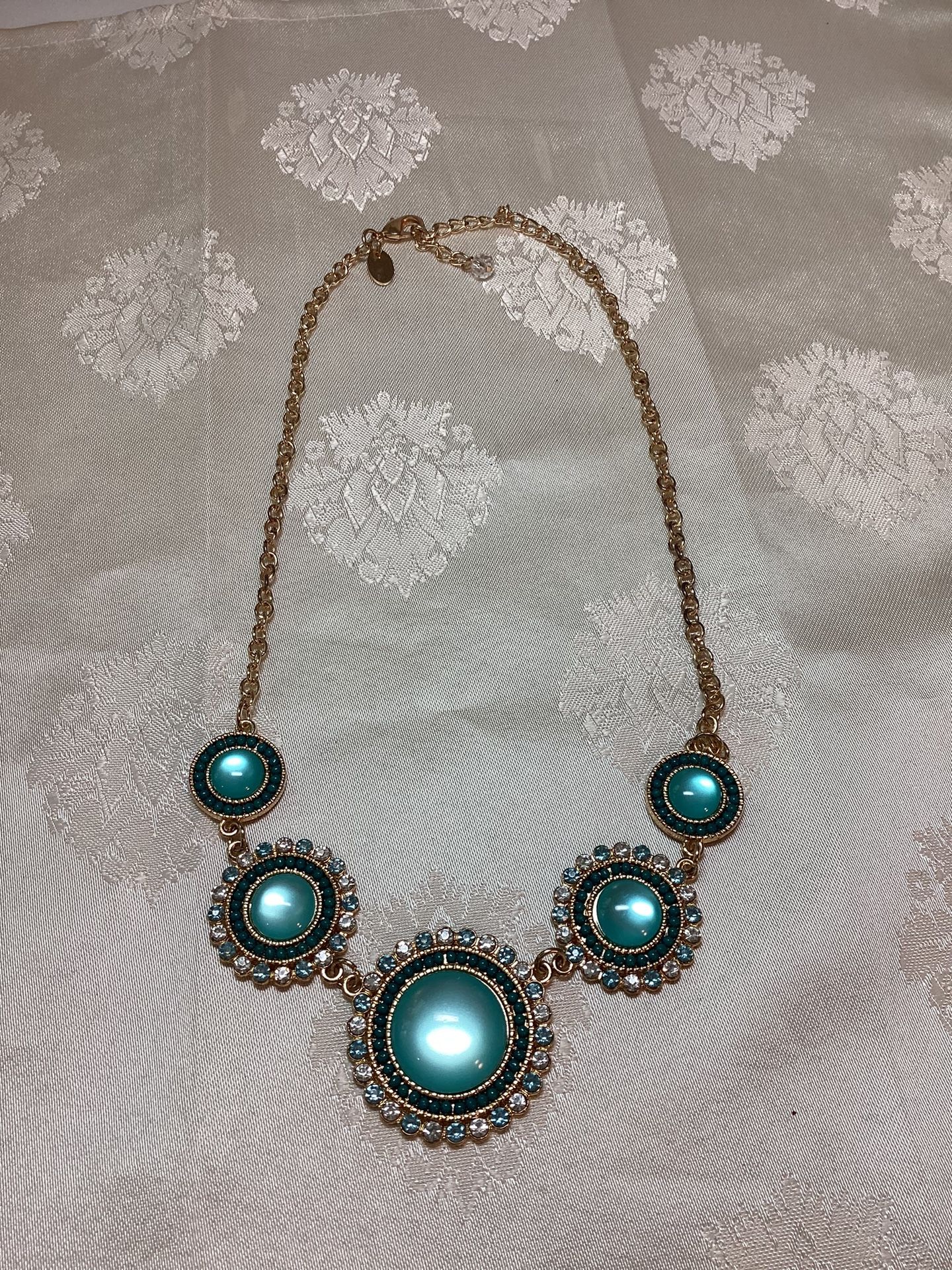 Signed Charming Charlie’s Aqua Statement Necklace