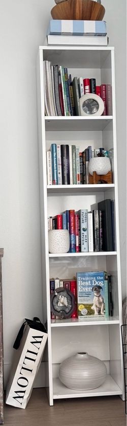 CB2 Pair of White Bookcases