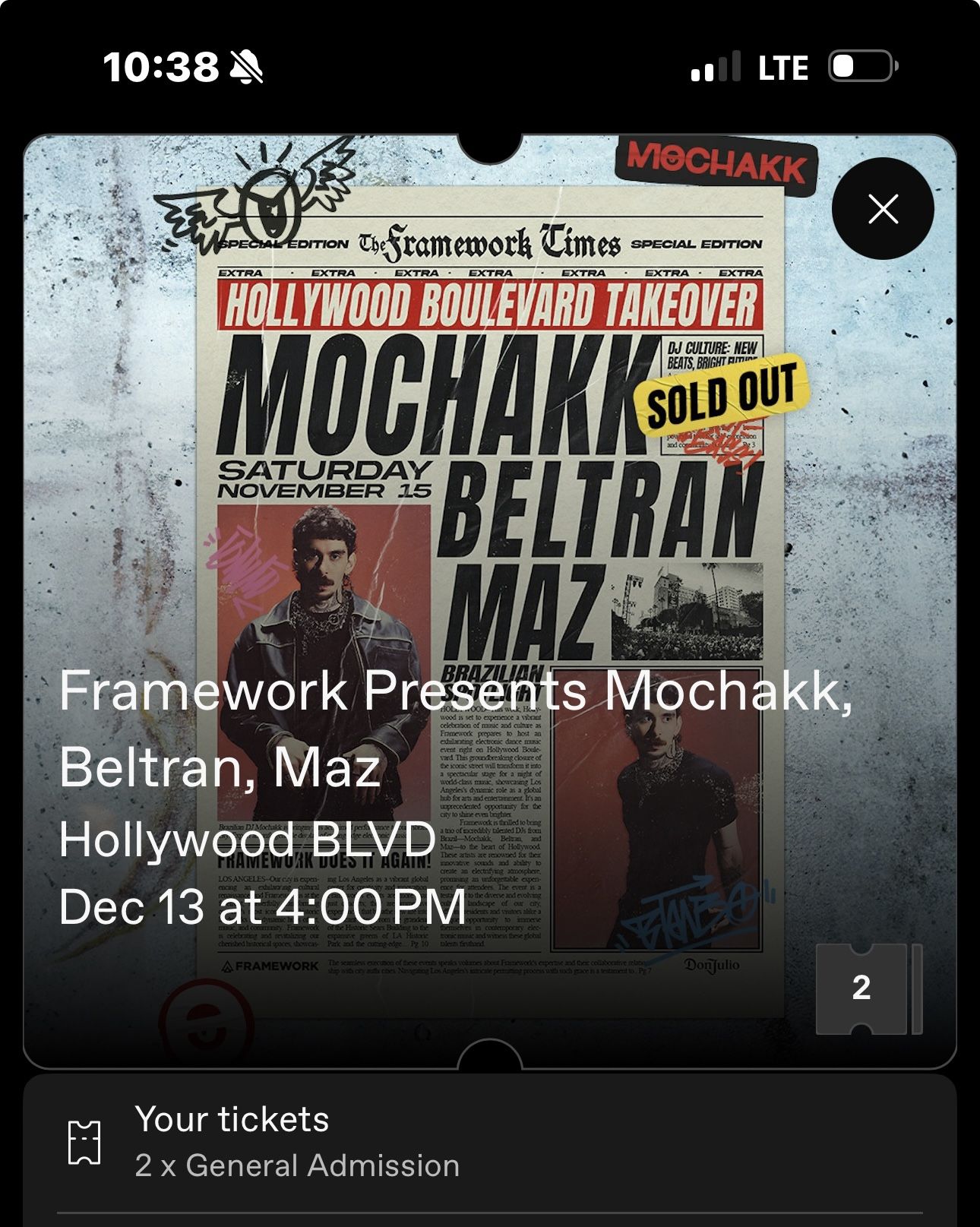 Framework Mochakk, Beltran, Maz Tickets
